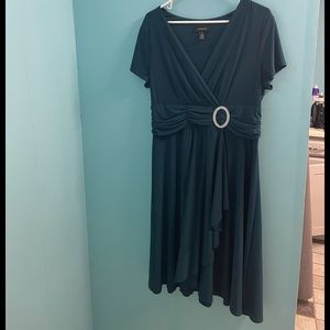 Emerald green dress.